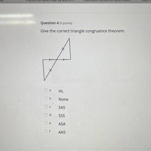 Give the correct triangle congruence theroen