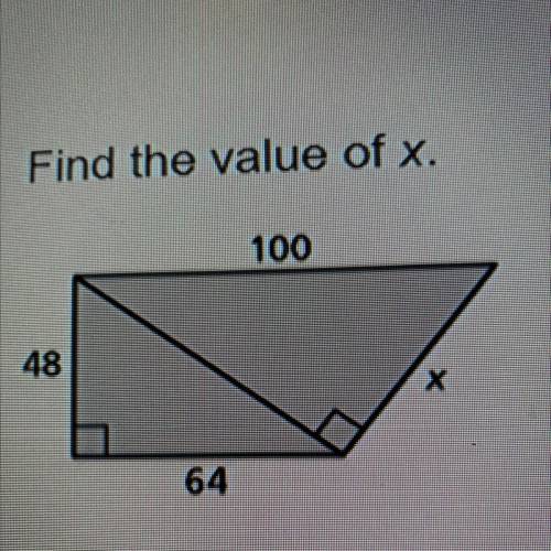 Find the value of x.
100
48
Х
64