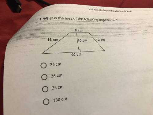What is the area of the following trapezoid