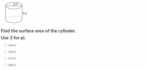 Find the surface area of the cylinder. Use 3 for pi.