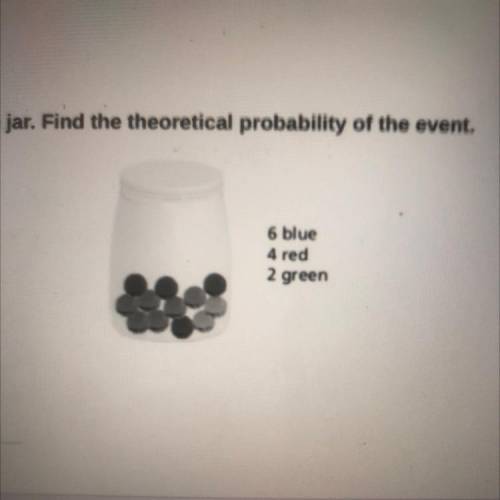 You randomly choose one marble from the jar. Find the theoretical probability of the event.

1. Ch