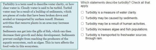 Which statement describes turbidity