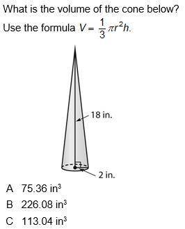 Please help !! What is the volume of the cone below?