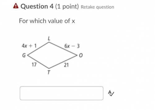 (Click on picture) Question: For which value of x