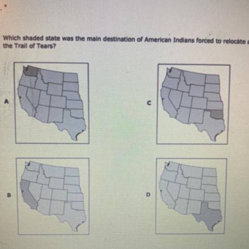 Which shaded state was the main destination of American Indians forced to relocate as part of

the