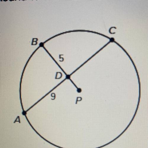 16 What is the circumference of circle P in the diagram if BD = 5 and AD = DC = 9.

Round to the n