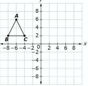 Triangle ABC is reflected across the x-axis, and dilated by a scale factor of 2, with the origin as