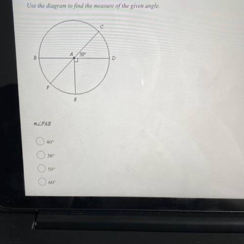 Use the diagram to find the measure of the given angle.