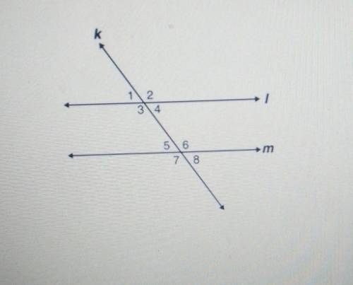 In the diagram below, parallel lines I and m are cut by transversal k.

Which pair of angles repre