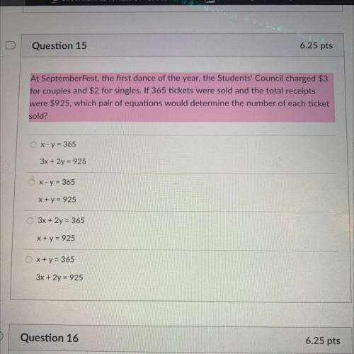Algebra 1 
Solving word problems 
Pls answer fast thanks