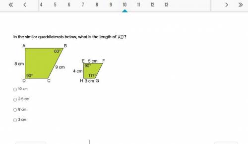 In the similar quadrilaterals below, what is the length of ?