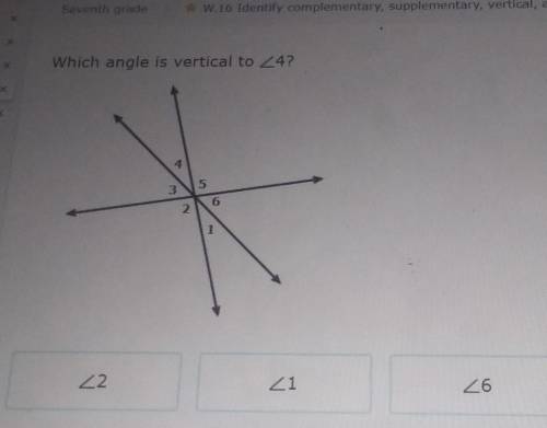 Which angle is vertical to <4​