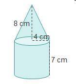 Which expression can be used to find the volume of the cone in this composite figure?

A cylinder