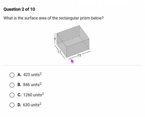 What is the surface area of the rectangle below?