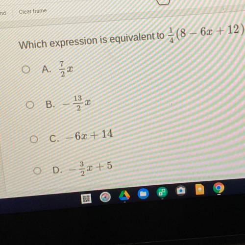 Which expression is equivalent???
Please help!!