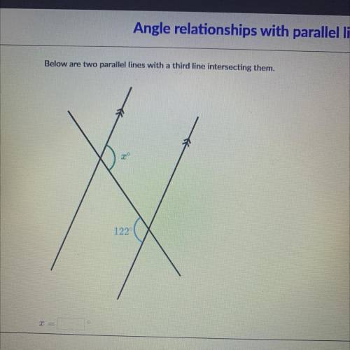 Below are two parallel lines with a third line intersecting them￼