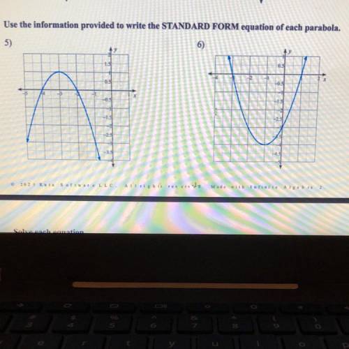 Use the information provided to write the standard form equation of each parabola. (Plzzzz help me)