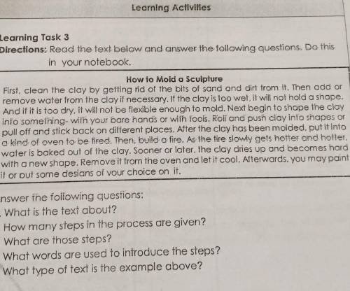 Ested

ameLearning ActivitiesLearning Task 3Directions: Read the text below and answer the followi