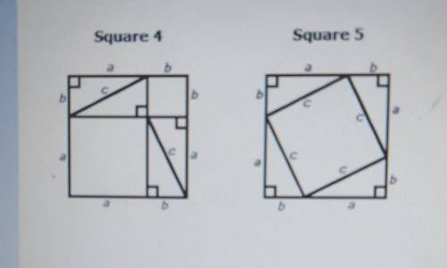 Part B: Using squares 1, 2, and 3, and eight copies of the original triangle you can create squares
