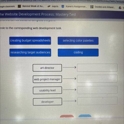 Match each role to the corresponding web development task.