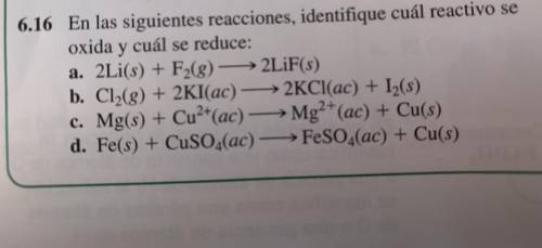 Can someone help me with this exercises? Plsss !! We’ve to identify which reactant is oxidized and