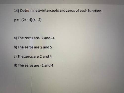 Determine x-intercepts and zeros of each function