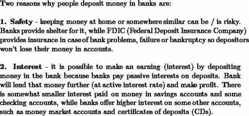 What are the reasons for which people deposit money in a bank?