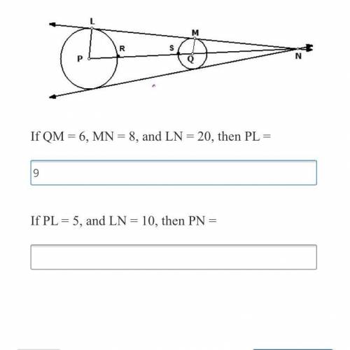 Use the diagram to answer, given that line LM is a common tangent to circle P and circle Q. Leave a