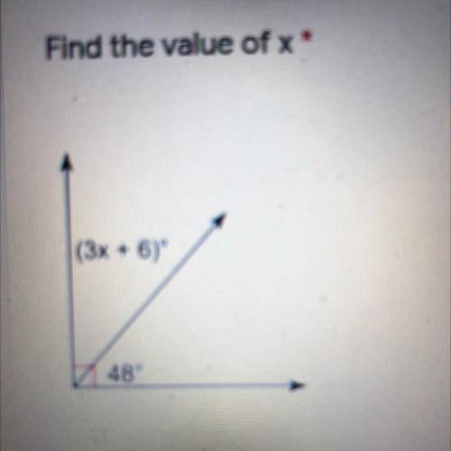Find the value of x*
(3x + 6)
48°