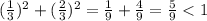 (\frac{1}{3})^2 + (\frac{2}{3})^2 = \frac{1}{9} + \frac{4}{9} = \frac{5}{9} < 1