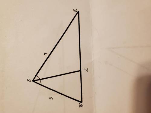 The perimeter of triangle SWK is 20
a) Find WK (WK = 8?)
b) Find WA
c) Find AK