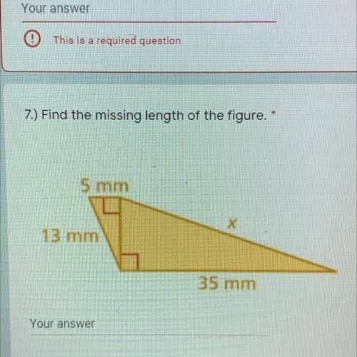 Find the kissing length of the figure (x) and show your work, Pythagorean Theorem
