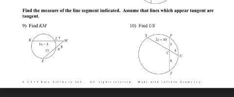 Find the measure of the line segment included. Assume lines which appear to be tangent are tangent.