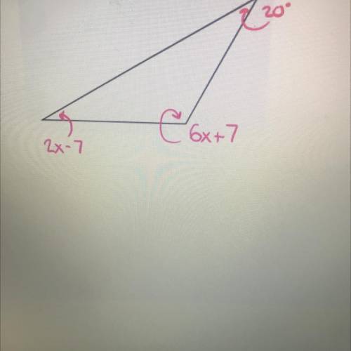 the question is: examine the triangle shown below. set up and equation and solve it to find the val