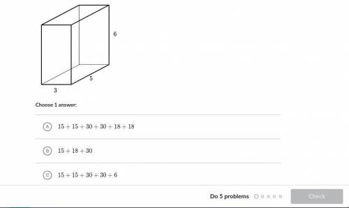 Which expression can be used to find the surface area of the following rectangular prism?