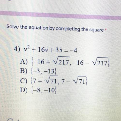 Please help

Solve the equation by completing the square
10 point