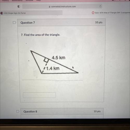 (PLEASE HELP)
Find the area of the triangle.