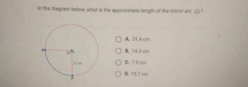 ANSWER ASAP WILL GIVE BRAINLIEST

in the diagram below what is the approximate length of the minor