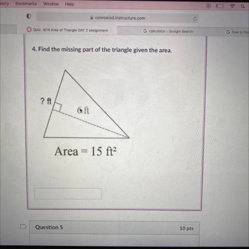 (PLEASE PLEASE HELP)
Find the missing part of the triangle given the area.