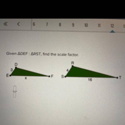 Given angle DEF : angle RST, find the scale factor.