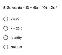 Solve: 6x - 13 = 4(x + 10) + 2x