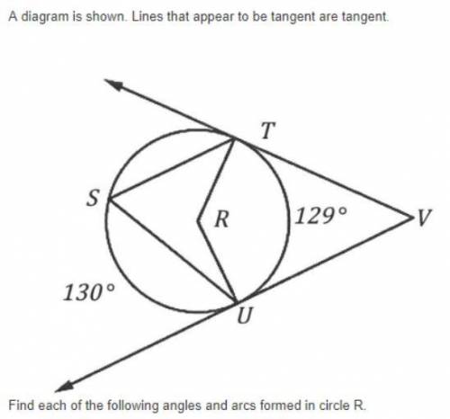 Find each of the following angles and arcs formed in circle R