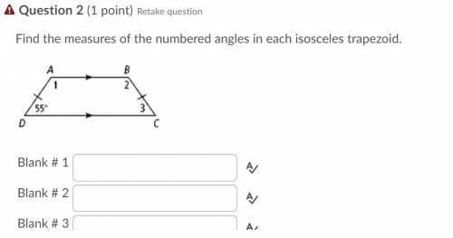 (see picture) Find the measures of the numbered angles in each isosceles trapezoid.