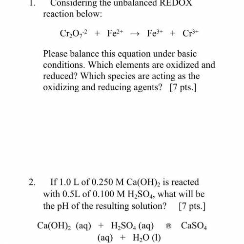 1. Considering the unbalanced REDOX

reaction below:
01_0,4 + Fe - Fe + c
Please balance this equa