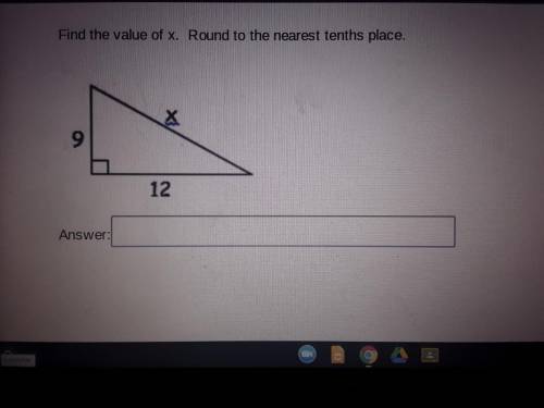 Find the value of x. Round to the nearest tenths place.