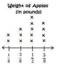 According to the line plot, how many apples weigh 5/8 of a pound?