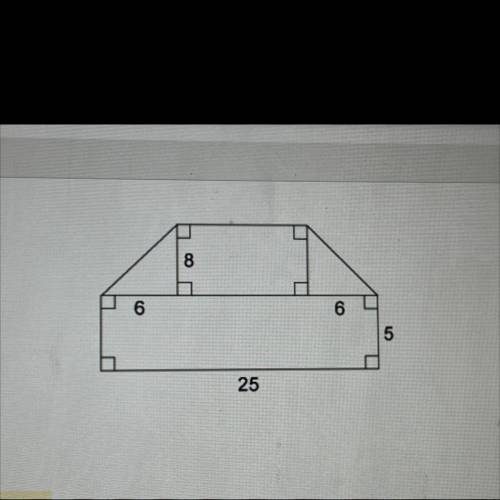 The figure is made up of 2 rectangles and 2 right triangles.

What is the area of the figure?
25
O
