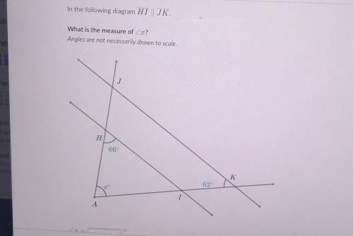 In the following diagram HI || JK. What is the measure of Zx? Angles are not necessarily drawn to s
