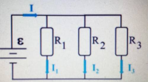 Find the current passing through each of the 3 resistors connected parallel to each other as shown