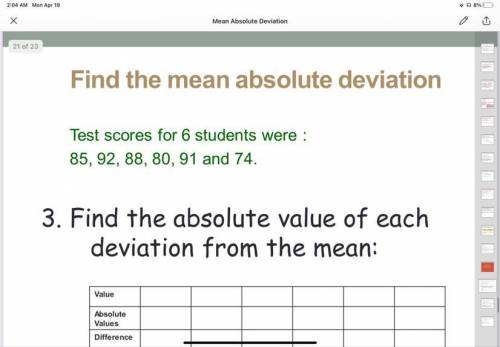 Find the absolute value of each deviation from the mean